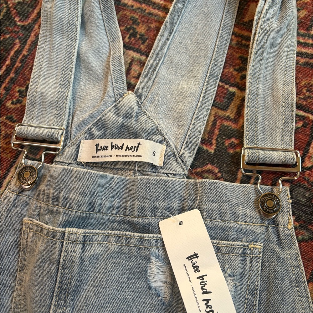 Three bird nest denim wide leg overalls - Picture 2 of 6